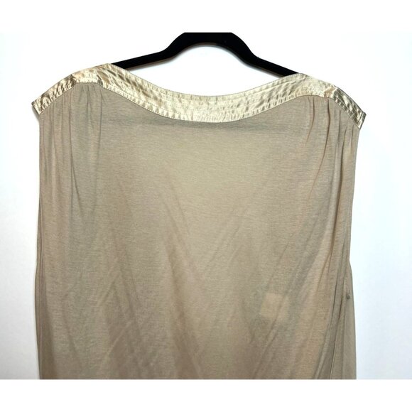 Marciano Gold Beige Sheer Draped Open Back Silk Tunic Top Silk Neckline Medium - Picture 5 of 8